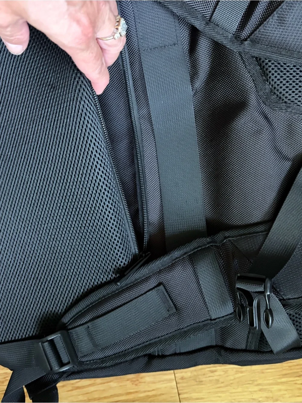 Men's Black Backpack with Red Accents